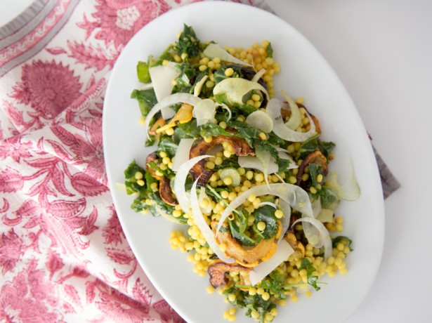 1177Roasted Delicata Squash and Israeli Couscous Salad with Preserved Lemon Dressing