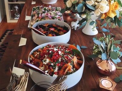 1687Planning a Baby Shower Menu + a Recipe for Roasted Squash, Pomegranate, Feta Salad with Tahini Dressing