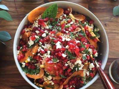 1687Planning a Baby Shower Menu + a Recipe for Roasted Squash, Pomegranate, Feta Salad with Tahini Dressing