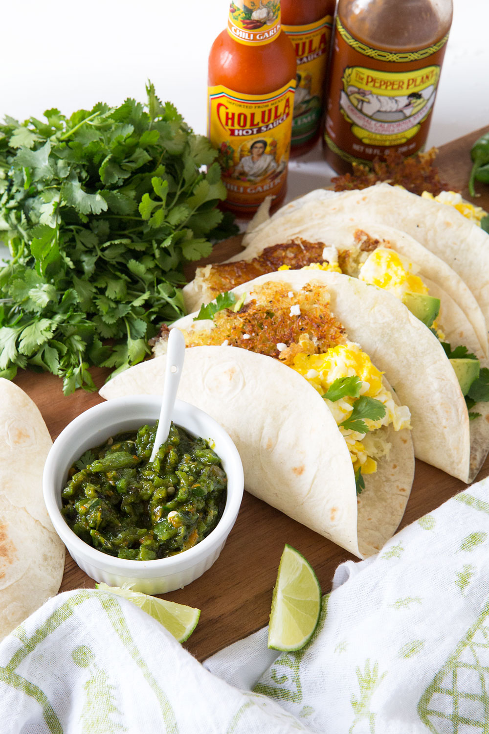breakfast tacos with green chile sauce by @julieskitchen 
