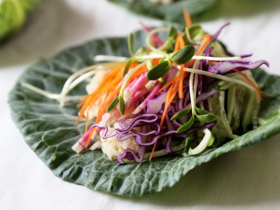 1732Recipe: Collard Green Wraps with Brown Rice and Vegetables