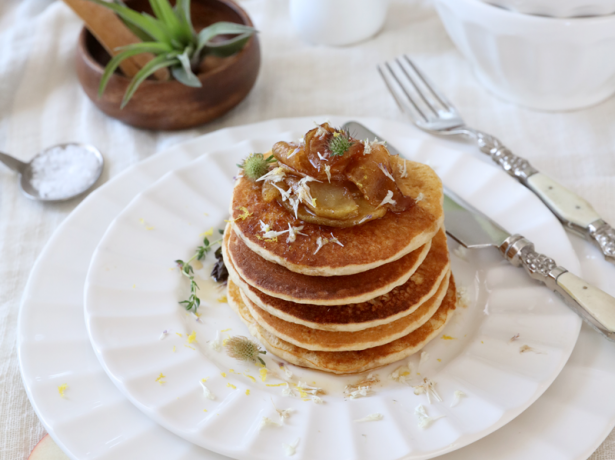 1990A recipe: Chai Spiced Pancakes with Apple Compote