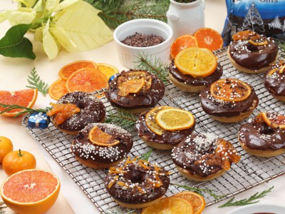 2245Recipe: Baked Donuts with Dove Chocolate Glaze and Candied Citrus